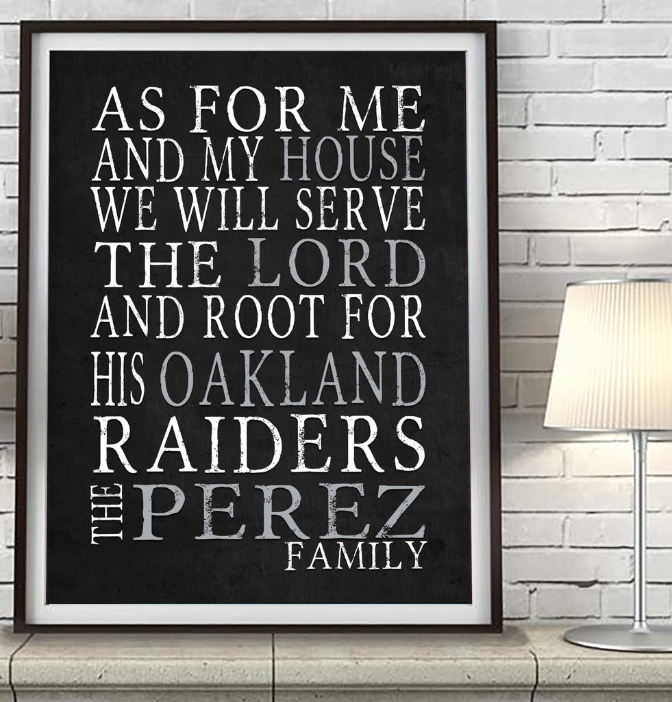 Oakland Raiders football Personalized "As for Me" Art Print
