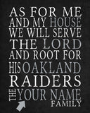 Oakland Raiders football Personalized "As for Me" Art Print