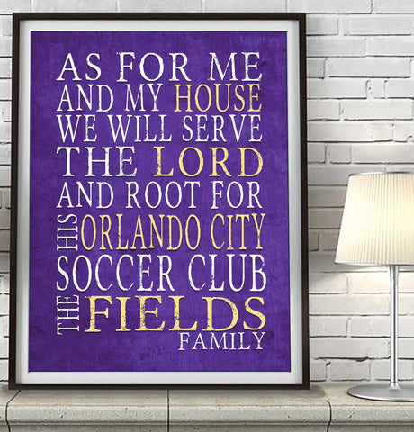 Orlando City SC Soccer Club Personalized "As for Me" Art Print