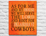 Oklahoma State Cowboys personalized "As for Me" Art Print