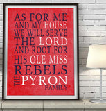 Ole Miss Rebels Mississippi personalized "As for Me" Art Print