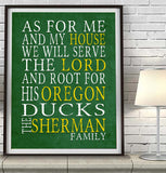 Oregon Ducks Personalized "As for Me" Art Print