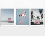 Pink Themed Coastal Photography Prints, Set of 3, Coastal Wall Decor