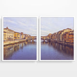 Vintage Florence Italy Ponte Vecchio Bridge Photography Prints, Set of 2, Firenze Italian Wall Decor