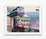 Portland Oregon Collage Urban Cityscape Vintage Photography Print, Home & Wall Decor