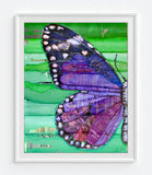 Purple Reign - Butterfly - Mixed Media Collage Folk Art Decor -Danny Phillips Fine Art Print