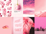 40 Piece Hot Pink Wall Boujee Aesthetic Collage Kit, Teen Room Decor, Baddie Collage, Trendy Fashion College Dorm Decor, 4x6 Photos