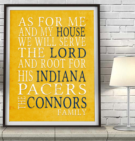 Indiana Pacers basketball Personalized "As for Me" Art Print