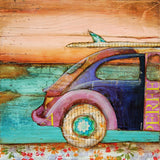 The Perfect Day - VW Volkswagen Bug Beetle with a Surfboard - Mixed Media Collage -Danny Phillips Fine Art Print