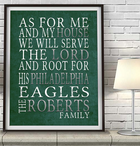 Philadelphia Eagles Personalized "As for Me" Art Print