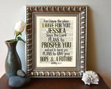 For I know the Plans-Jeremiah 29:11 Personalized Bible Page ART PRINT