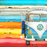 Playing Hooky - VW Volkswagen Bus at the Beach - Mixed Media Collage -Danny Phillips Fine Art Print