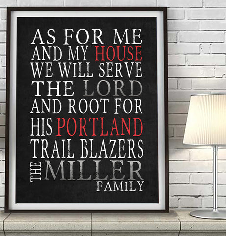 Portland Trailblazers Personalized "As for Me" Art Print