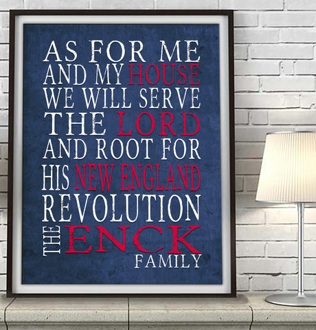 New England Revolution Personalized "As for Me and My House" Art Print