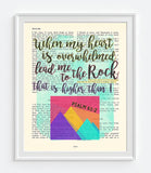 Lead me to the Rock that is Higher than I - Psalm 61:2 - Bible Verse Page Art Print