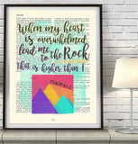 Lead me to the Rock that is Higher than I - Psalm 61:2 - Bible Verse Page Art Print