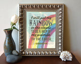 I Will Put My Rainbow in the Clouds - Genesis 9:13 Vintage Bible Page Christian ART PRINT