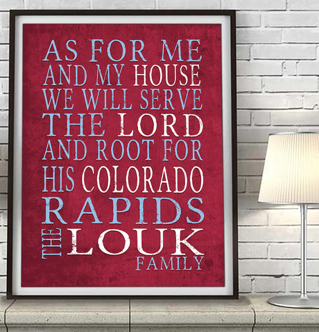 Colorado Rapids Soccer Club Personalized "As For Me and My House" Art Print
