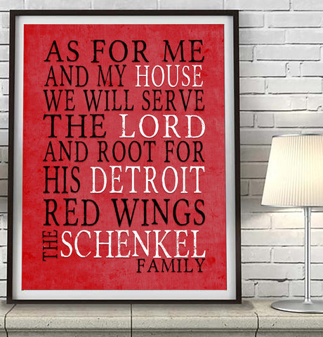 Detroit Red Wings hockey Personalized "As for Me" Art Print