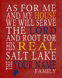 Real Salt Lake Soccer Club Personalized "As for Me and My House" Art Print