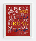 Real Salt Lake Soccer Club Personalized "As for Me and My House" Art Print
