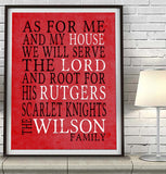 Rutgers Scarlet Knights personalized "As for Me" Art Print