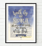 Walk by the Spirit - Galatians 5:16 Bible Verse Page Christian Art Print