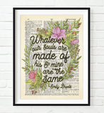 Bronte Sisters Quotes - Set of 4 - Floral Vintage Dictionary Page Art Prints