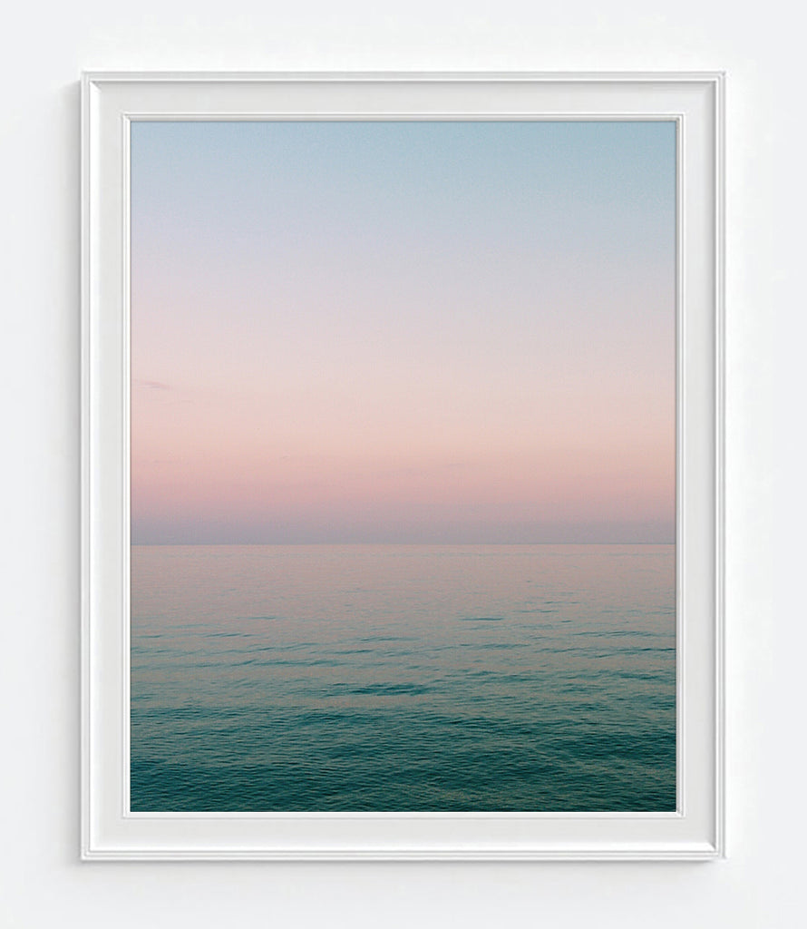 Pink Sunset Sunrise Photography Print, Coastal Wall Decor