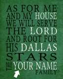 Dallas Stars hockey Personalized "As for Me" Art Print