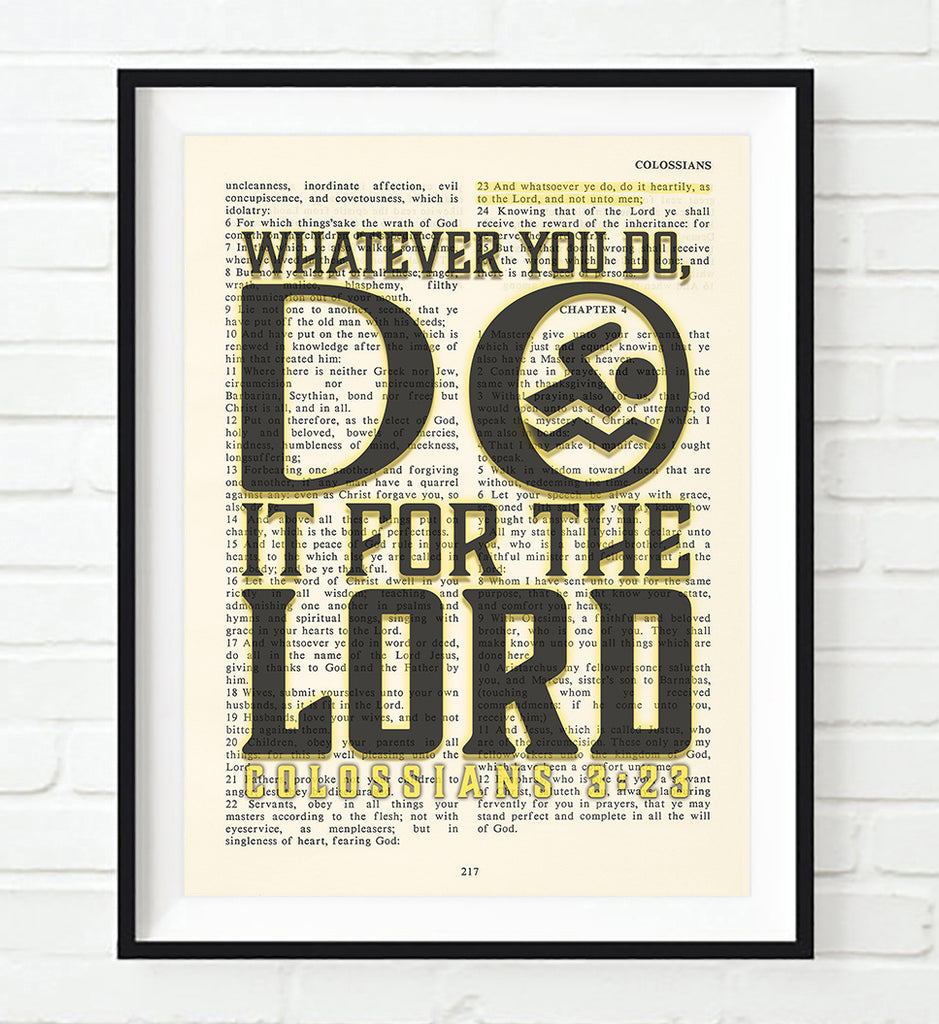 Whatever you do- Swimming- Colossians 3:23 Bible Page Christian Art Print Poster Gift
