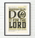 Whatever you do- Swimming- Colossians 3:23 Bible Page Christian Art Print Poster Gift