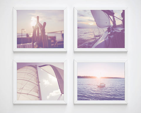 Sailing Photography Prints, Set of 4, Nautical Wall Decor