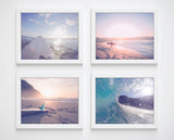 Surfing Photography Prints, Set of 4, Beach Coastal Wall Decor
