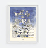 Walk by the Spirit - Galatians 5:16 Bible Verse Page Christian Art Print