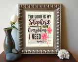 The Lord is My Shepherd -Psalm 23:1  Bible Page Christian ART PRINT