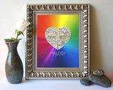 Rainbow Gay LGBTQ Custom Wedding Heart 2 Map ART PRINT