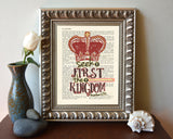 Seek first His kingdom-Matthew 6:33 Bible Page Christian ART PRINT