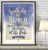 Walk by the Spirit - Galatians 5:16 Bible Verse Page Christian Art Print