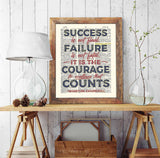 It is the Courage to Continue that Counts - Winston Churchill Quote - Dictionary Art Print