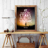 He Counts the Stars and Calls Them All By Name - Psalm 147:4 Bible Verse Photography PRINT or CANVAS