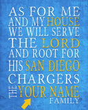 San Diego Charger Personalized "As for Me" Art Print