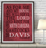 South Carolina Gamecocks Personalized "As for Me" Art Print