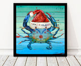 Santa Claws Christmas Crab- Danny Phillips Art Print