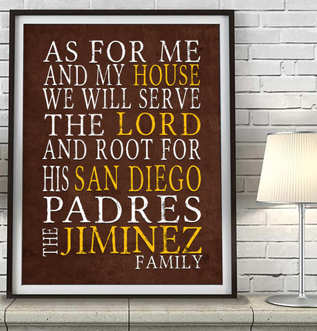 San Diego Padres Personalized "As for Me" Art Print