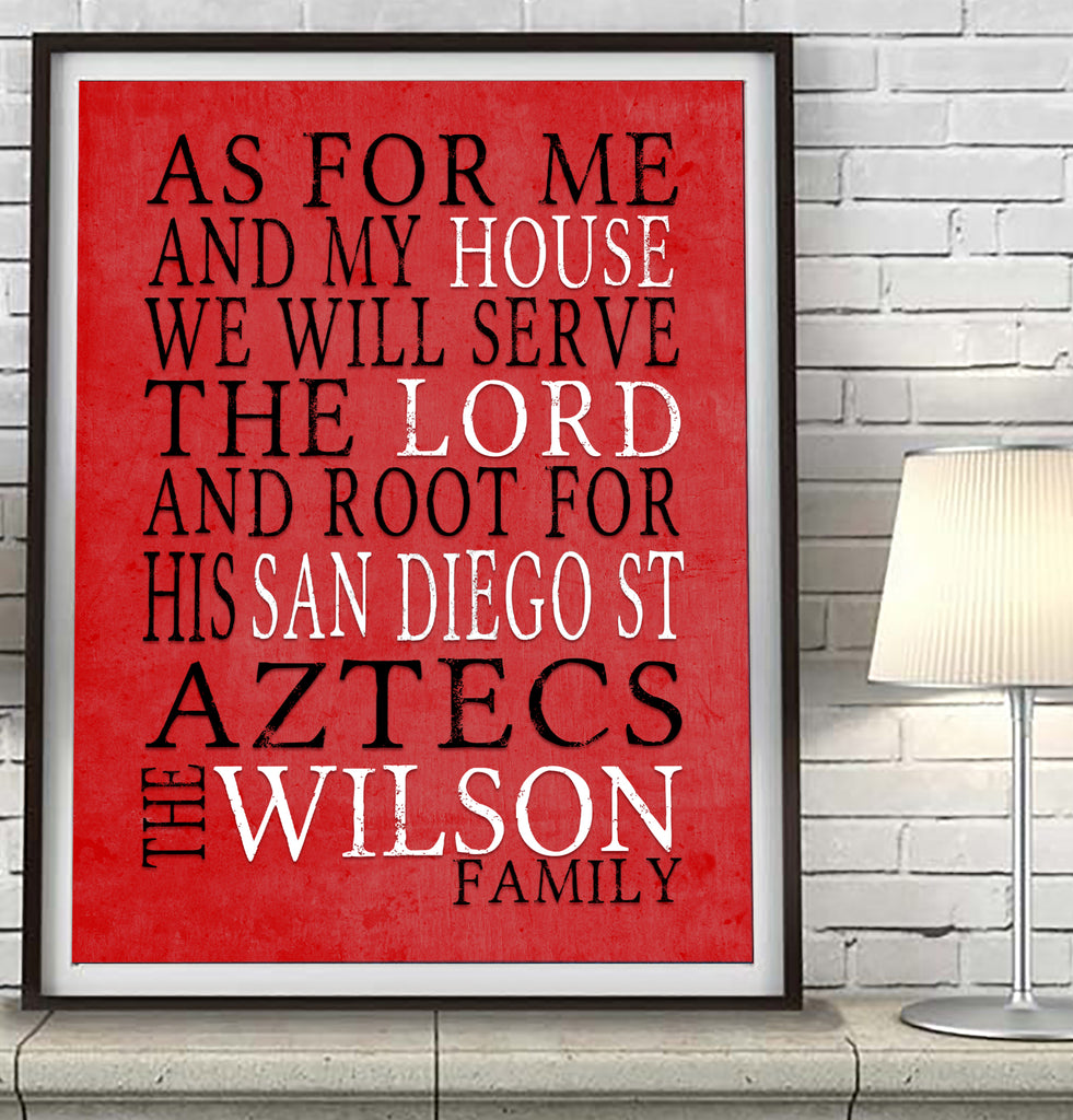 San Diego State Aztecs personalized "As for Me" Art Print