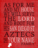 San Diego State Aztecs personalized "As for Me" Art Print