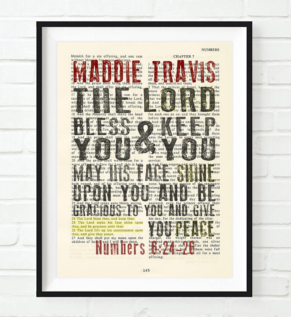 The Lord Bless You-Numbers 6:24-26 Personalized Bible Art Print
