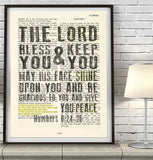 The Lord Bless You - Numbers 6:24-26 - Bible Page Art Print
