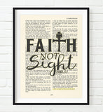 Faith not Sight - 2 Corinthians 5:7 Bible Page Christian ART PRINT